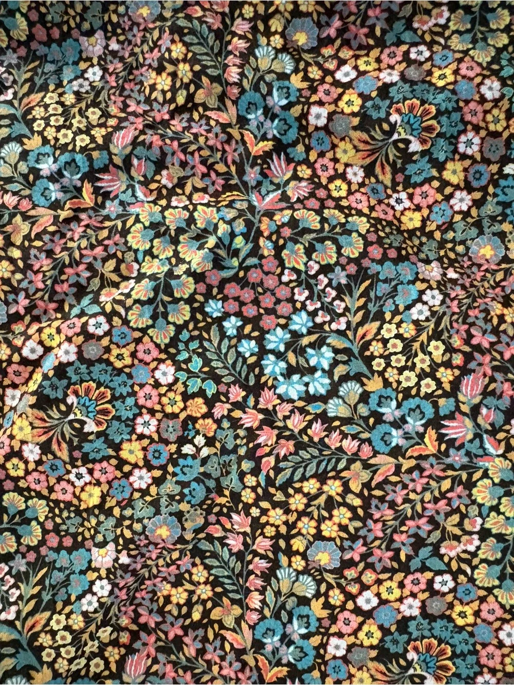 J. Crew & Liberty of London Black Floral Button-Down Shirt w Multicolor Blossoms